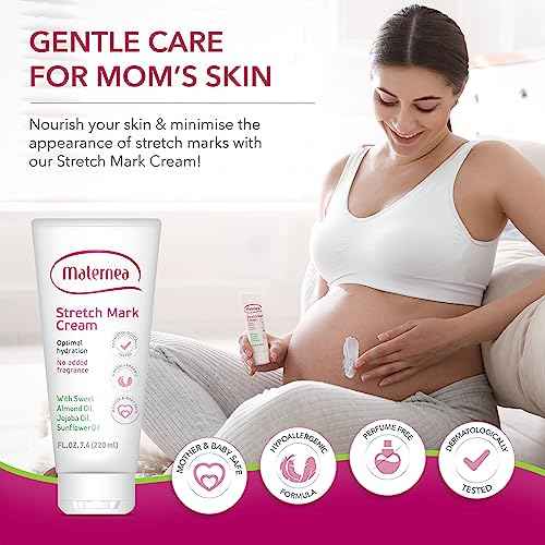 Stretch Mark Cream for Pregnancy ? Nourishing Maternity Skin Care with Almond, Jojoba Oils, Vitamins C and E ? Helps Hydrate and Improve The Look of Stretching Skin ? 7.44 FL. OZ. (220ml)