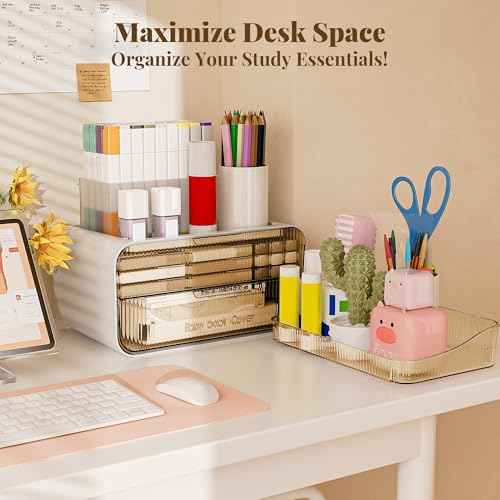 Delamu Bathroom Counter Organizer 2-Drawers 2-Tier Acrylic Makeup Organizer for Vanity Countertop, Skincare Perfume Storage, Easy Assembly, Ideal for Women, Bath Linen Sets, Amber