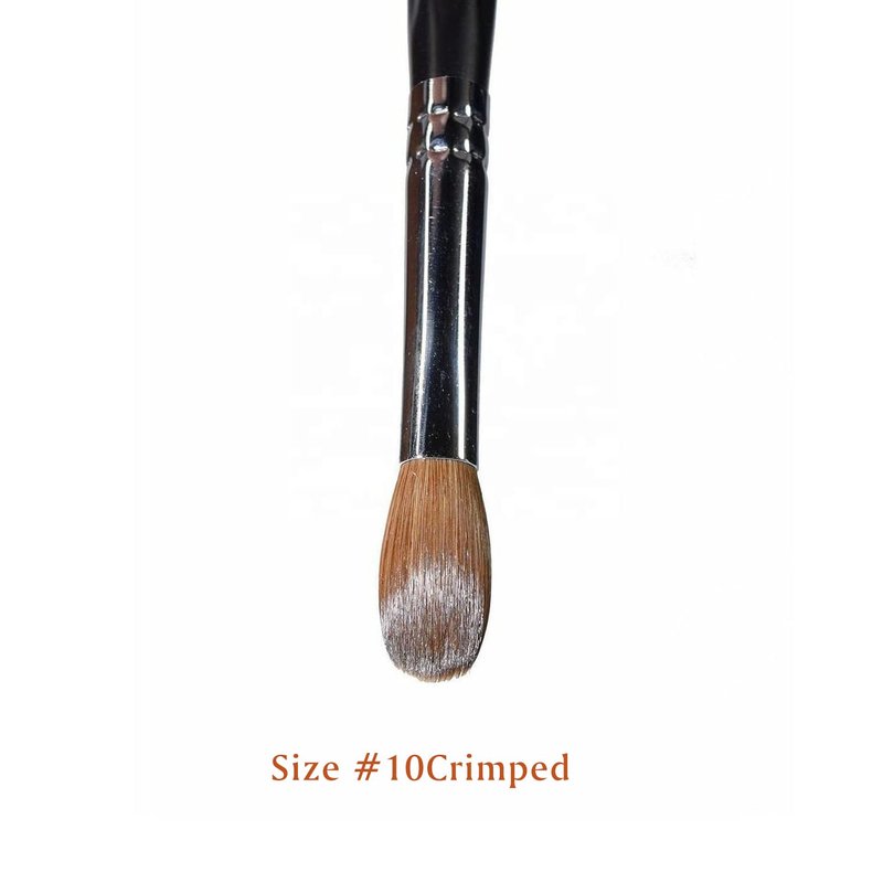 Acrylic Nail Brush Size 10 - 100% Kolinsky Oval Crimped Design | Sturdy Wooden Handle for Professional Nail Art