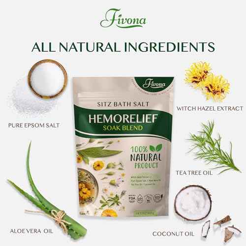 Hemorrhoid Treatment Sitz Bath Salt - Natural Soak Blend Epsom Salt with Essential Oils, Postpartum Recovery and Discomfort Relief, Perineal Care Soaking for Fissures and Bartholin Cysts - 14.1oz