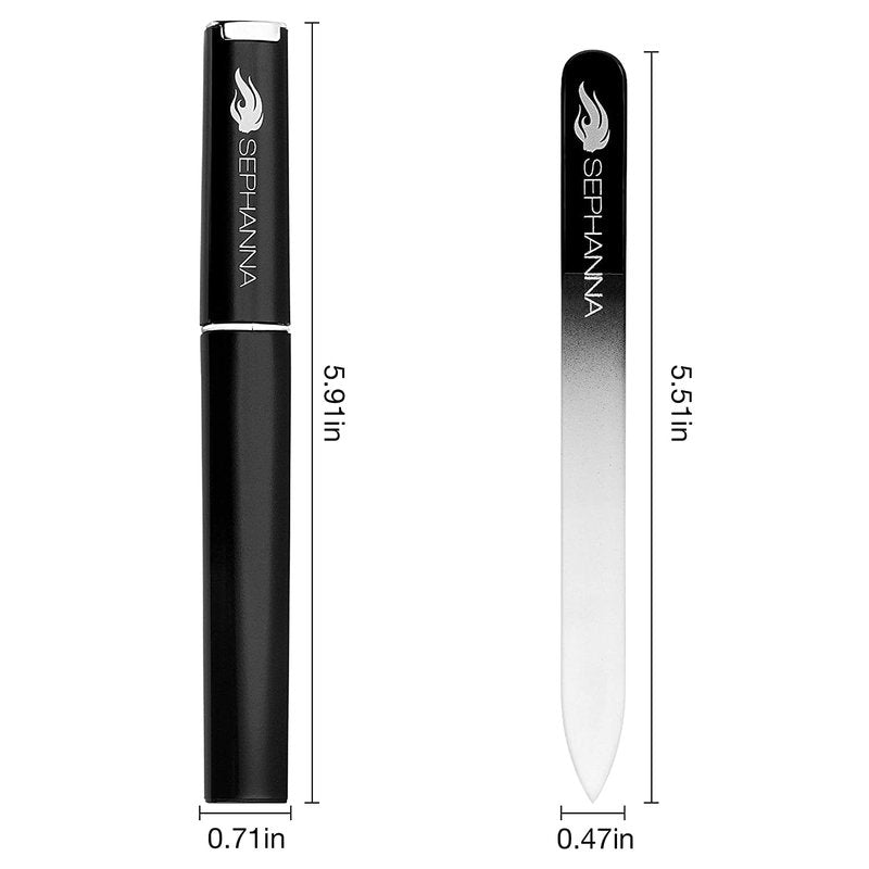Premium Crystal Glass Nail File for Natural Nails, Professional Glass Nail Files with case for Unisex, Portable Glass Nail File Double Sided for Natural & Acrylic Nail Care (Black, Blue & Pink)