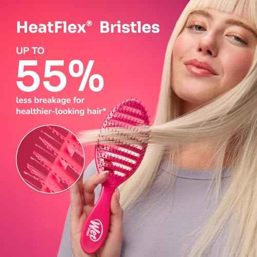 Wet Brush Speed Dry Detangling Brush, Vented Design for Fast Blow Drying - Ultra-Soft HeatFlex Bristles for Pain-Free Knot Removal - All Hair Types (Pink & Purple, 2 Pack)