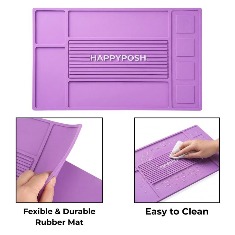HAPPYPOSH Magnetic Barber Mat,Magnetic Barber Mats For Clippers and Supplies, Barbershop Pad for Station, Beauty Salon Table Matt, Tool Organizer for Pro Hairstylist,Purple