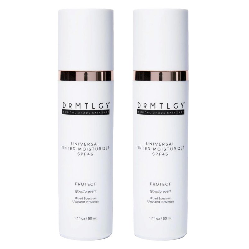 DRMTLGY Anti-Aging Tinted Moisturizer - SPF 46 Universal Tint | All-In-One Dewy Face Sunscreen, 1.7 oz (2 Pack)