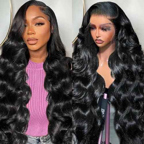 13x6 Body Wave Lace Front Wigs Human Hair Pre Plucked 200 Density HD Transparent Lace Frontal Wigs Human Hair for Women 26 Inch Glueless Wigs with Baby Hair