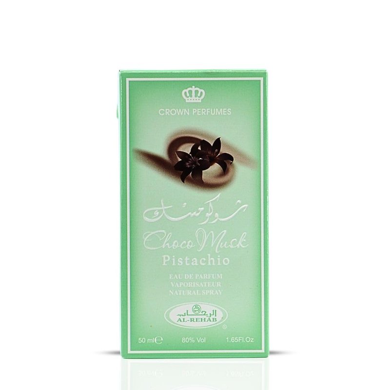 Al Rehab Choco Musk Pistachio Eau de Parfum Spray for Unisex, 1.65 Ounce / 50 ml