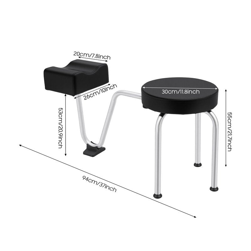 Pyroarle Portable Pedicure Foot Rest Stool, Adjustable Height, Black, for Spa, Beauty Salon, Studio