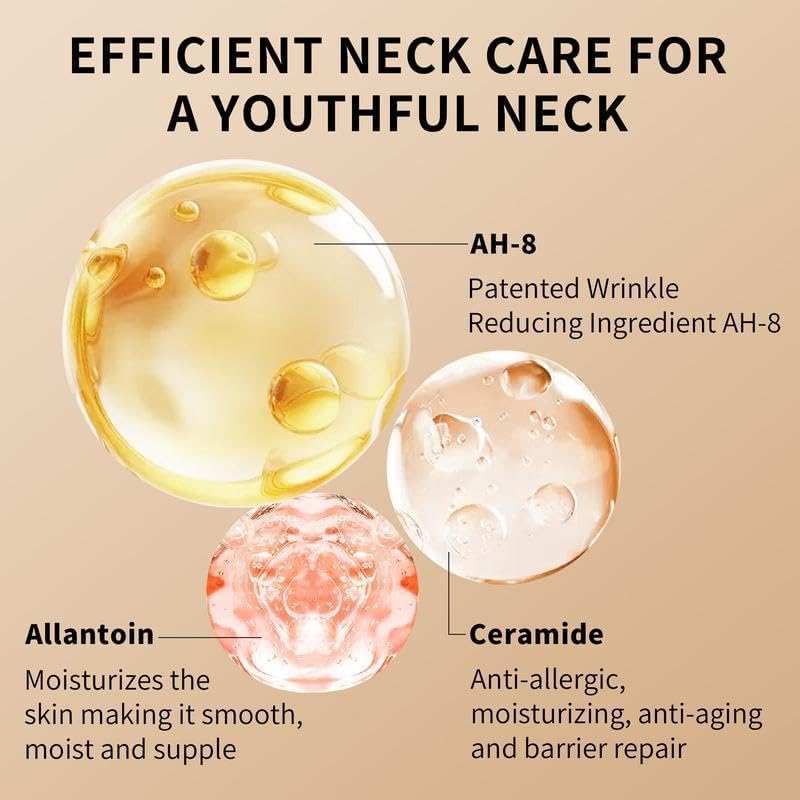 Ycz AH-8 Neck Firming Cream with Roller for Crepey Skin Body Care Comfort, Moisturizing, Anti-Aging Neck Cream with Peptide, Collagen, Smooths Wrinkles & Fine Lines Skin Care Skin Repair