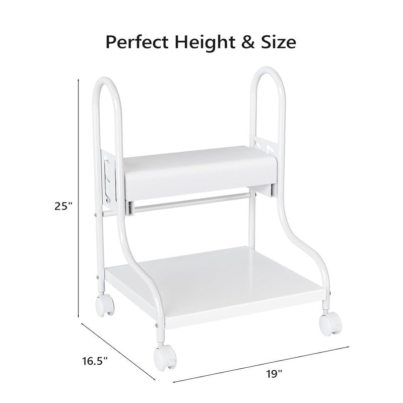 Pedicure Cart - Adjustable Height Foot Bath Trolley with PU Cushion | Portable Nail Esthetician Cart for Manicure & Massage (White)
