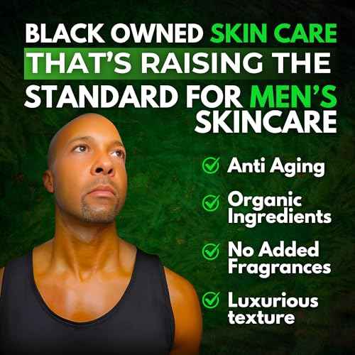 Black Mens Organic Anti Aging Face Cream - Premium - Lightweight - Non Greasy - Easy Pump Jar - Won't Irritate - All Skin Types - Black Owned - Mens Face Moisturizer (1.7 oz)