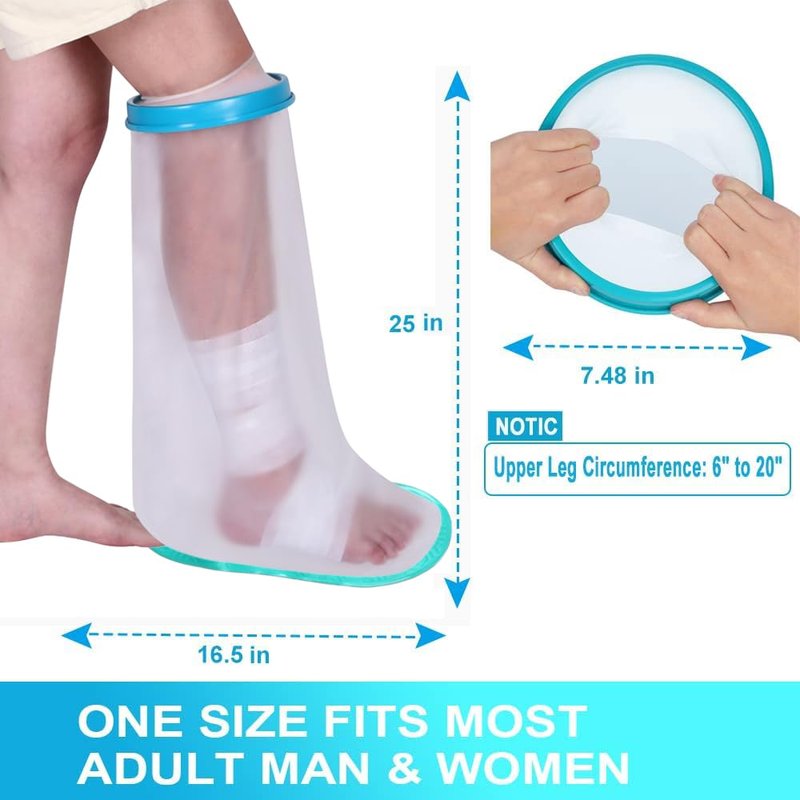 Lxuemlu 100% Waterproof Cast Shower Cover Leg Cast Cover with Non-Slip Bottom for Showering After Surgery, Adult Foot Shower Bag Cast Bag Cast Protector to Keep Wound & Bandages Dry