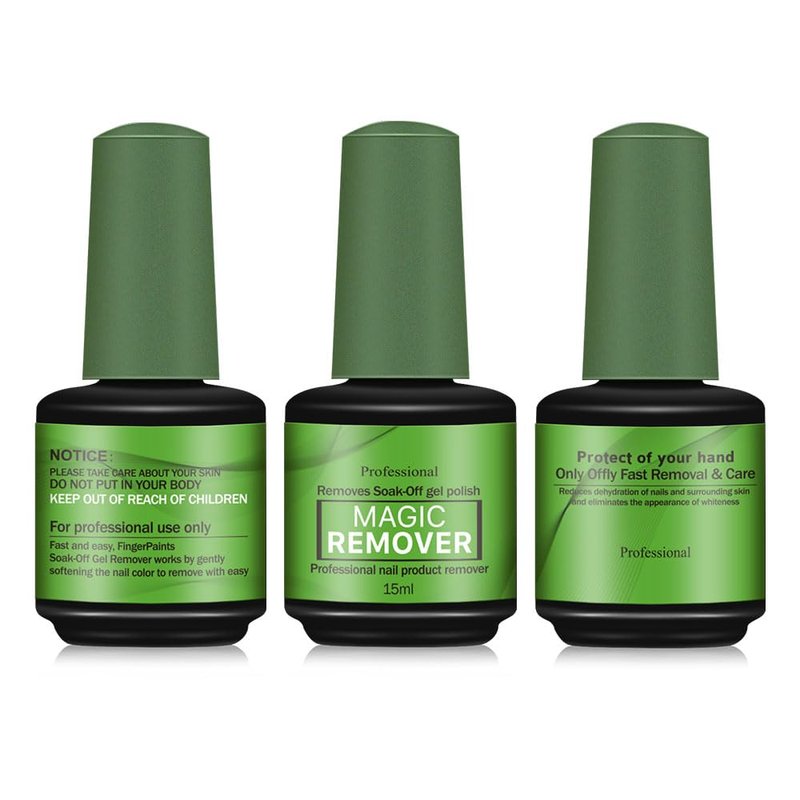 Gel Nail Polish Remover - 3 Pack, 15ml Magic Gel Polish Remover, Quickly Soak Off Nails, No Need For Foil, Soaking Or Wrapping (Green)