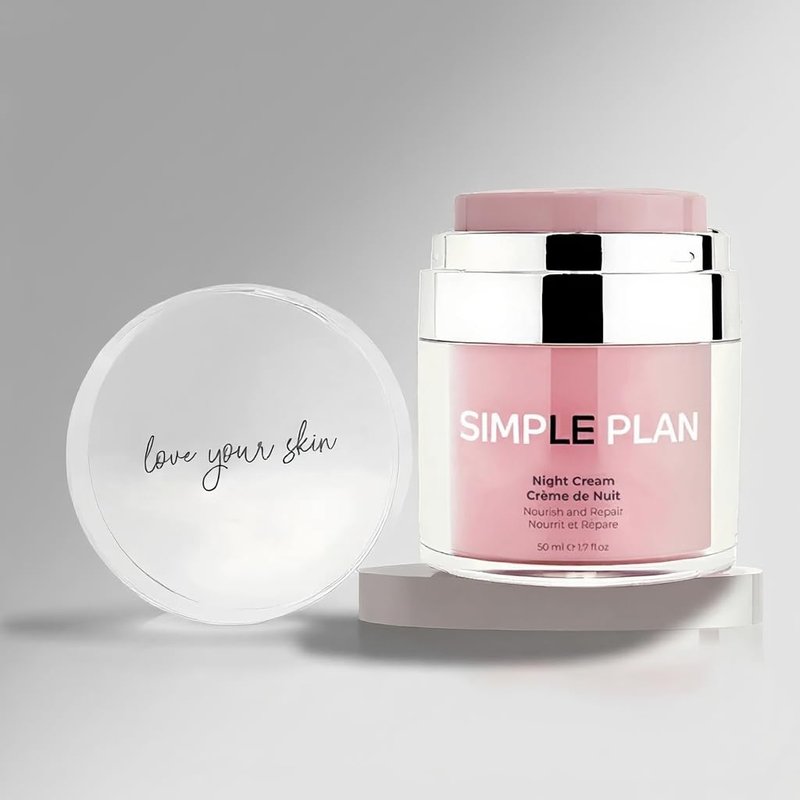 SIMPLE PLAN Hydrating Night Cream with Ceramides & Hyaluronic Acid, Anti-Aging Face Moisturizer for Dry & Sensitive Skin, Nourishing Overnight Face Cream for Women & Men, 50 ml