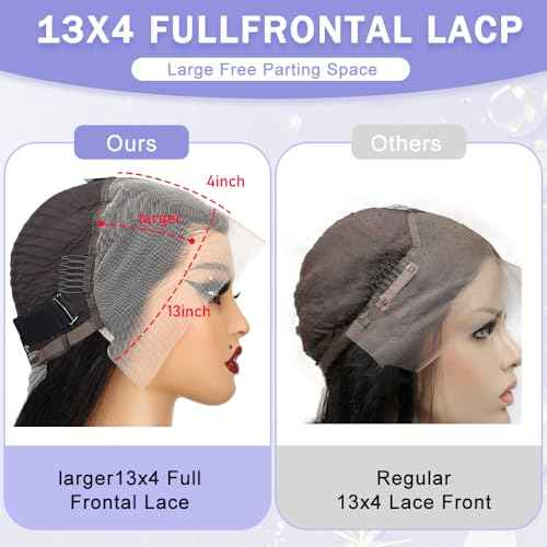 13x4 Body Wave Lace Front Wigs Human Hair Pre Plucked 180 Density HD Transparent Lace Frontal Wigs with Baby Hair Natural Hairline Gluesless Human Hair Wigs for Women Black 26 Inch