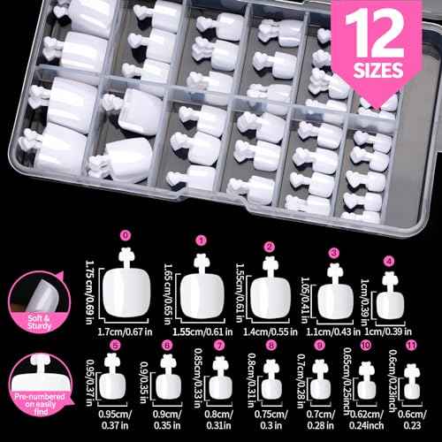 Teenitor White Press on Toenails for Women with Nail Glue, 120pcs White Toe Nail Press ons Acrylic Toenail Kit, Toe Nail Tips Square, Fake Toe Nails Glue on Toe, False Toenails for Missing Toenail