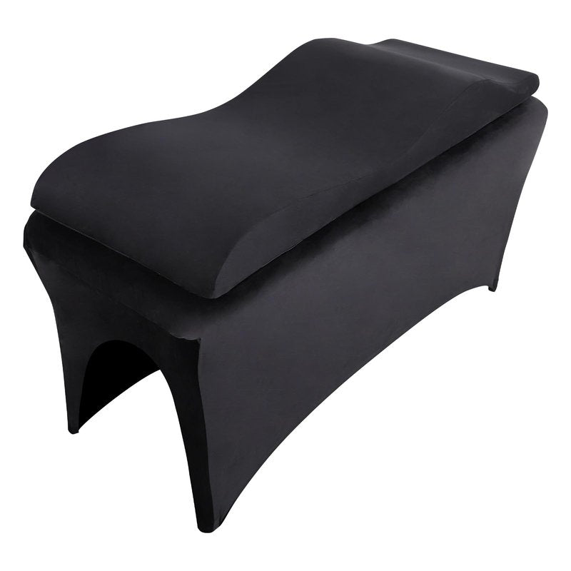 Luxurious Curved Lash Bed Topper & Bed Cover - Ergonomic Massage Table FoamTopper Wave Mattress Support The Body 30D High Density Foam with Salon Be Cover - Black