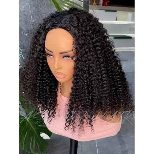 Kinky Curly Half Wig Human Hair 3-in-1 Flip Over, Headband & Drawstring Half Wigs for Black Women, 20 Inch, Seamless Glueless Wear & Go, Beginner Friendly, 180% Density Natural Curly Volume