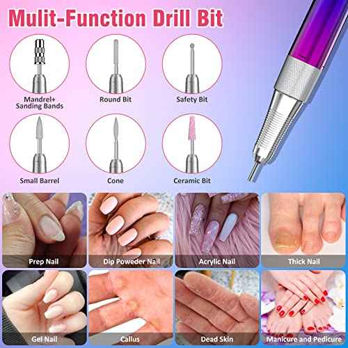 Professional Electric Nail Drill Machine, Gradient Color 35000 RPM Rechargeable Efile Nail,with TFT Display Portable Electric Nail File for Acrylic Nails Manicure Pedicure