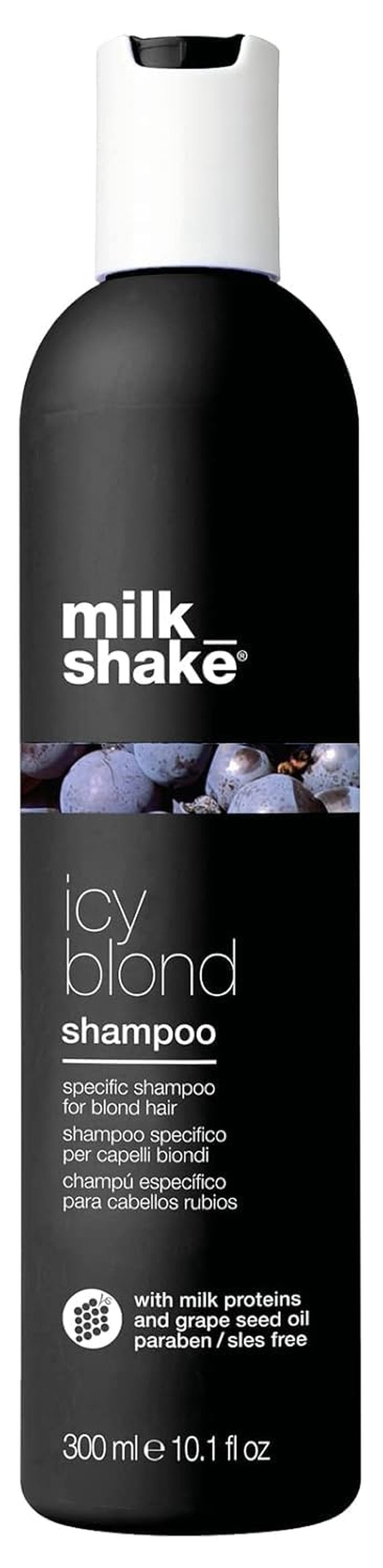 milk_shake icy blond shampoo | award winning shampoo with black pigment to cool brassy tones and enhance platinum blonde hair | ideal for maintaining icy, ash-toned color 10.1 fl oz