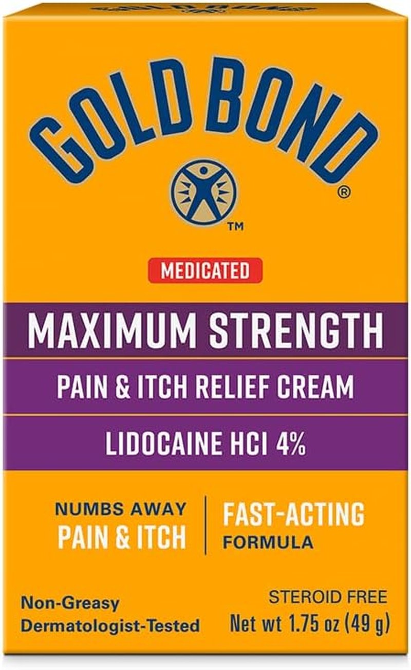 Gold Bond Medicated Maximum Strength Cream - Intense Pain & Itch Relief with Lidocaine, 1.75 oz.