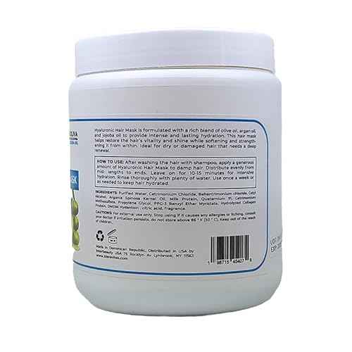 Hyaluronic Hair Mask Formulated With a Rich Blend of Olive Oil and Jojoba Oil to Provide Intense and Lasting Hydration for Dry or Damaged Hair, Restore Vitality and Shine (36 OZ)