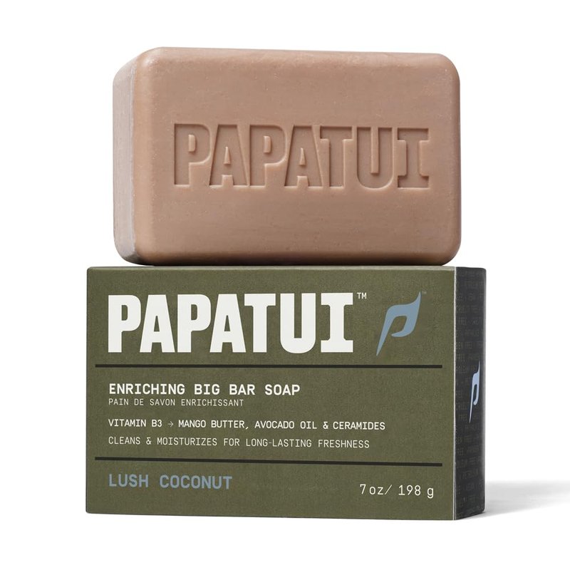 PAPATUI by Dwayne Johnson Enriching Bar Soap for Men - Hydrating Daily Cleanser with Mango Butter & Avocado Oil | Lush Coconut | 7oz