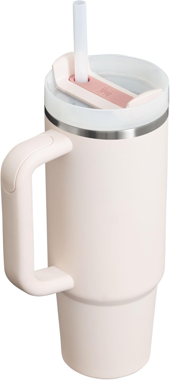 Stanley Quencher H2.0 Tumbler - Insulated Stainless Steel 30 oz | Handle, Straw & Cup Holder Compatible | Rose Quartz 2.0