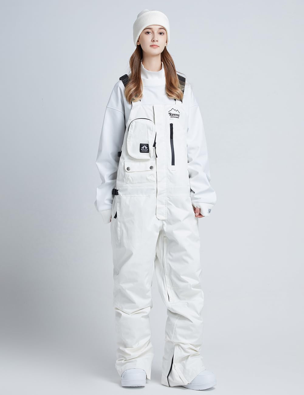 Come Wonka Women and Men's Ski Overalls Waterproof Snow Bibs Ski Pants Windproof Insulated Overalls Pants Outdoor Snowboard Pant White-S