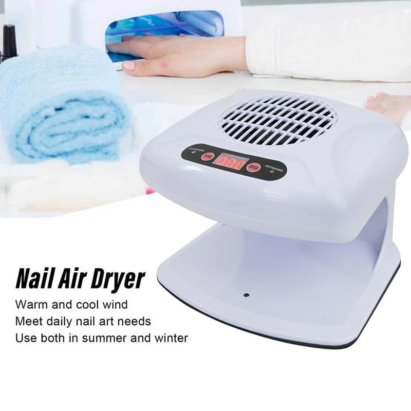 Air Nail Dryer, 300W Infrared Sensor 2 in 1 Automatic Induction Cold Hot Air Nail Polish Drying Fan Wind Blower Dryer for Regular Nail Polish, Home and Salon Use (White)