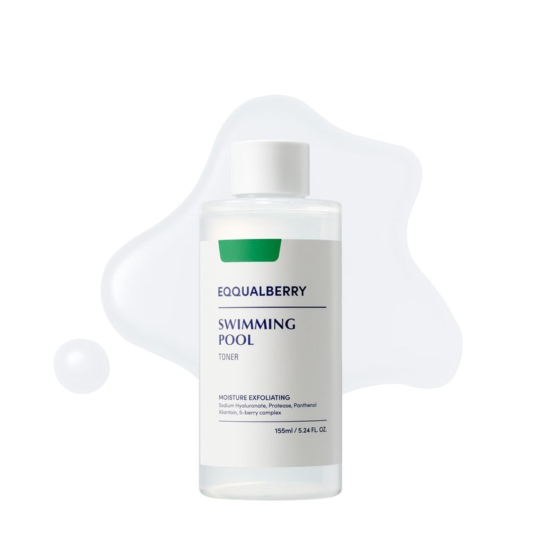 EQQUALBERRY Swimming Pool Toner - Daily Exfoliating & Hydrating Korean Toner for Sensitive Skin | 5.24 Fl Oz (155ml)