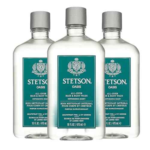 SCENT BEAUTY STETSON Personal Care All Over Hair & Body Wash Moisturizing Body Wash & Shampoo - 16 oz - 3 Pack - Oasis