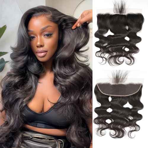 13x4 0.1mm SKINLIKE Ultra Thin Invisible HD Frontal Body Wave Transparent Lace Frontal Closure Melt Into Skin Easily Pre Plucked With Baby Hair 12A Grade Brazilian Human Hair 14 Inch