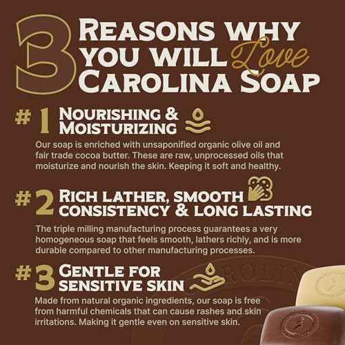 Carolina Castile Soap Vegan Castile Bar Soap ? Variety Pack of Natural Soap for Men, Women, and Kids ? Gentle, Hydrating Castile Bars with Organic Cocoa Butter and Olive Oil, 5 Oz. Each