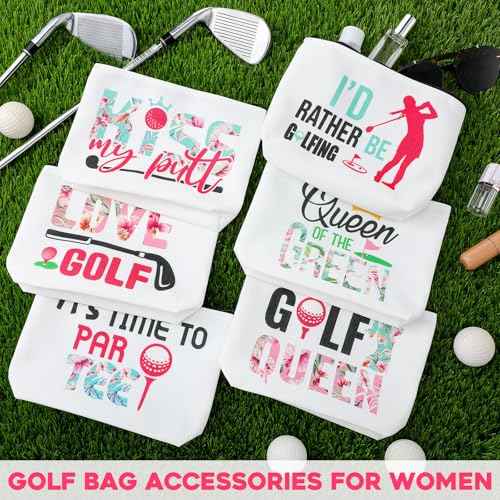 12 Pcs Golf Gifts for Women Female Cosmetic Bags Golfer Makeup Bag Canvas Toiletry Pouch with Zipper Accessories for Women Ladies Golf Lover Player Fans Birthday Gifts