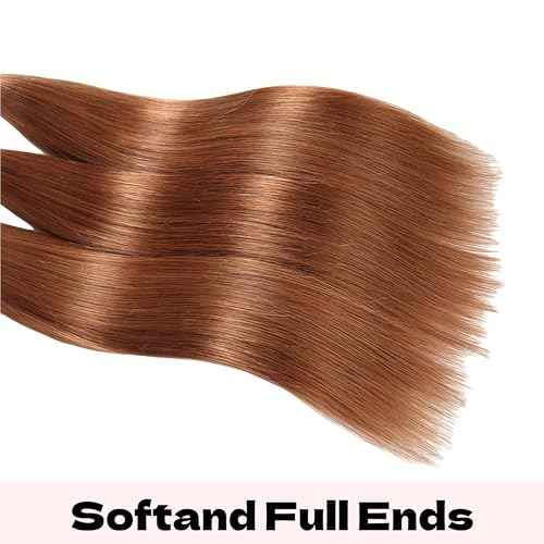Light Brown Bundles Human Hair Straight 20 22 24 Inch Straight Human Hair Weave 3 Bundles Silky Hair Bundles Brazilian 3 Bundles Human Hair Extensions 30 Color