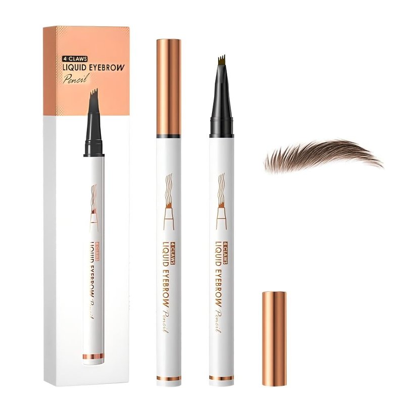2 Pcs Microblading Eyebrow Pen, Upgraded 3D Waterproof 4-Tip Eyebrow Pencil, Natural Makeup Long-Lasting Fine Stroke Magic Eyebrow Pencil for Women Stay on All Day (Dark Brown(2 Pcs))