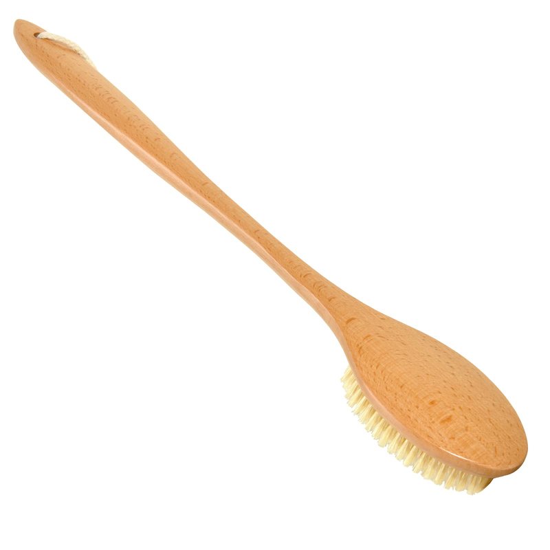 Maji Mama 19.7inch Upgrade Long Handle Bath Brush Wood Shower Brush Natural Bristles for Wet or Dry Brushing, Back Scrubber for Gentle Exfoliating and Cleaning