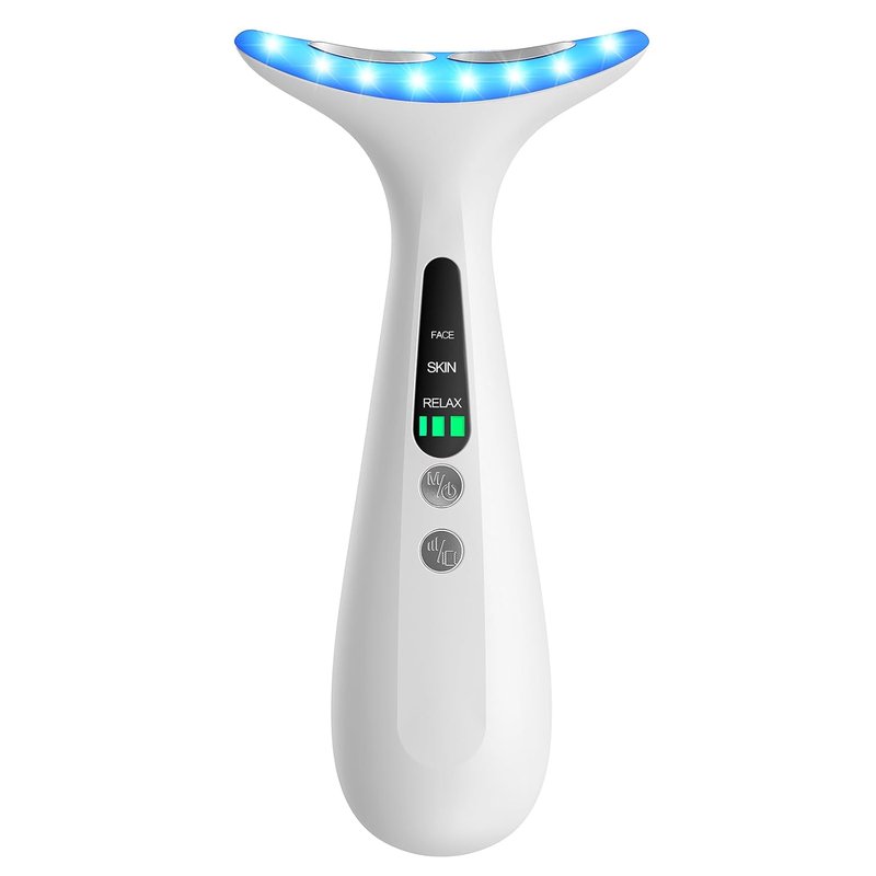 Facial and Neck Massager - Skin Lifting & Firming Tool for Wrinkle Reduction | Milky White