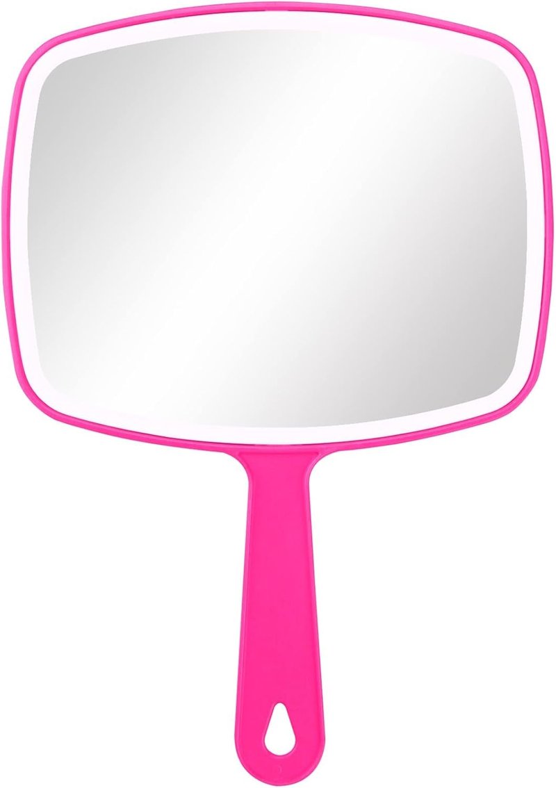 Nutair Hand Mirror, Handheld Vanity Mirror with Hanging Hole in Handle Pink 7.4" W x 10.4" L