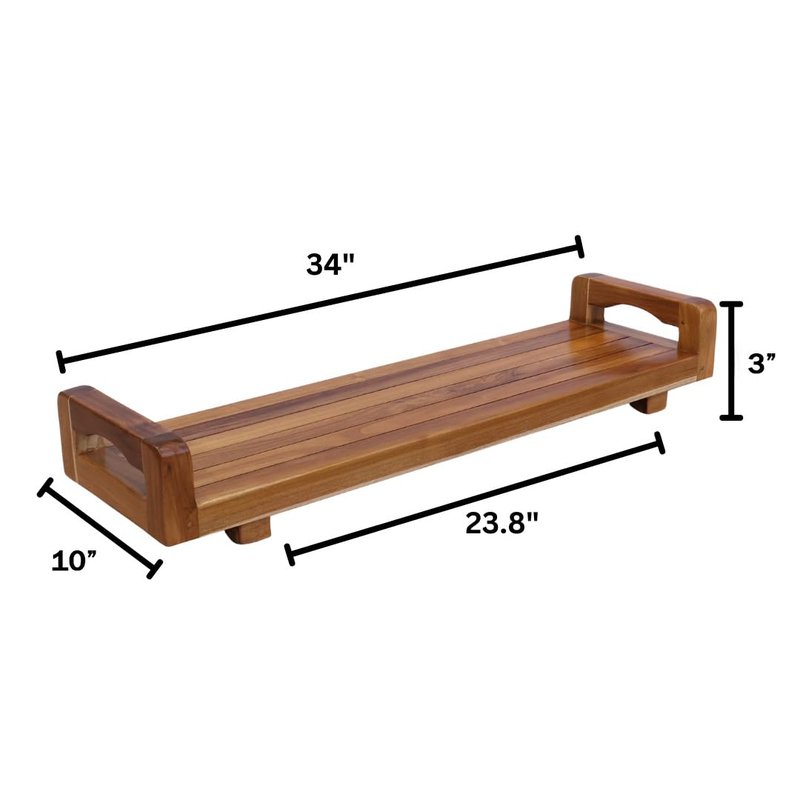 EcoDecors, 34 inch, with LiftAid Handles, Bath Tray for Tub, Bath Tub Tray Wood, Bathtub Table, Caddy for Bathtub in Natural Teak