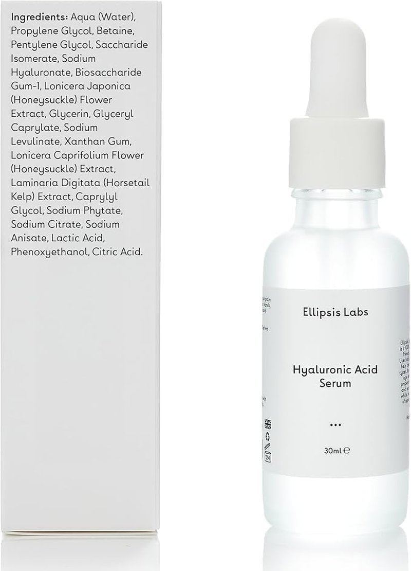 Ellipsis Labs Hyaluronic Acid Serum - Vegan Facial Serum for Intense Hydration & Elasticity, 1 Fl Oz