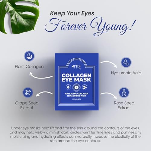 LA PURE 24k Gold Under Eye Mask for Dark Circles and Puffiness, Revitalizing & Non-Irritating Anti Aging Eye Patches with Hyaluronic Acid & Collagen - Dermatologically Tested - 15 Pairs Eye Gel Pads
