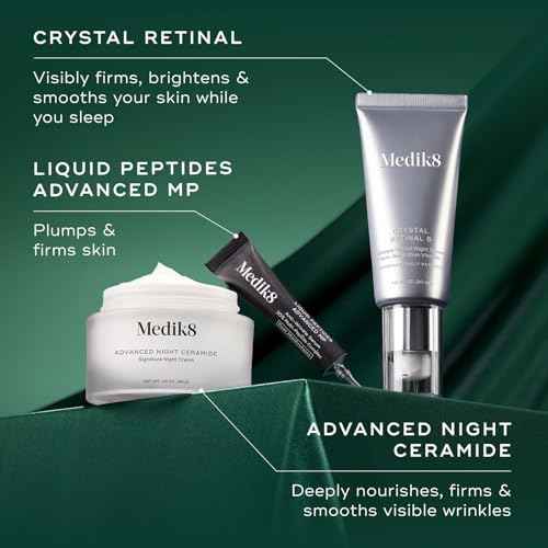 Medik8 Overnight Renewal Kit - Advanced Liquid Peptides Face Serum with Hyaluronic Acid - Ceramide Face Moisturizer Hydrates Skin - 3 pc