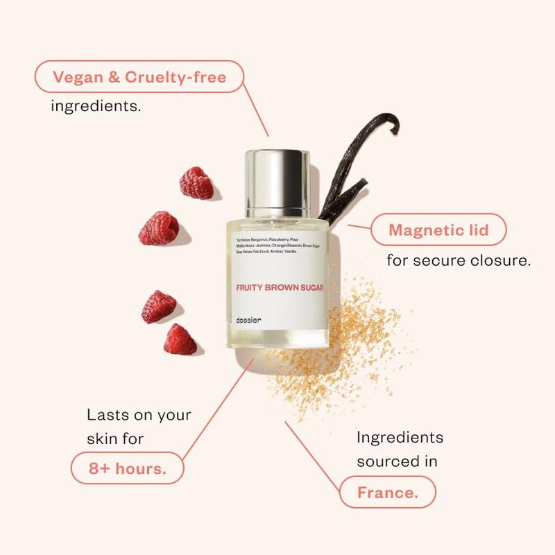 Dossier Fruity Brown Sugar Eau de Parfum | Inspired by YSL Mon Paris | Vegan & Paraben-Free | 1.7 Fl Oz (50ml)