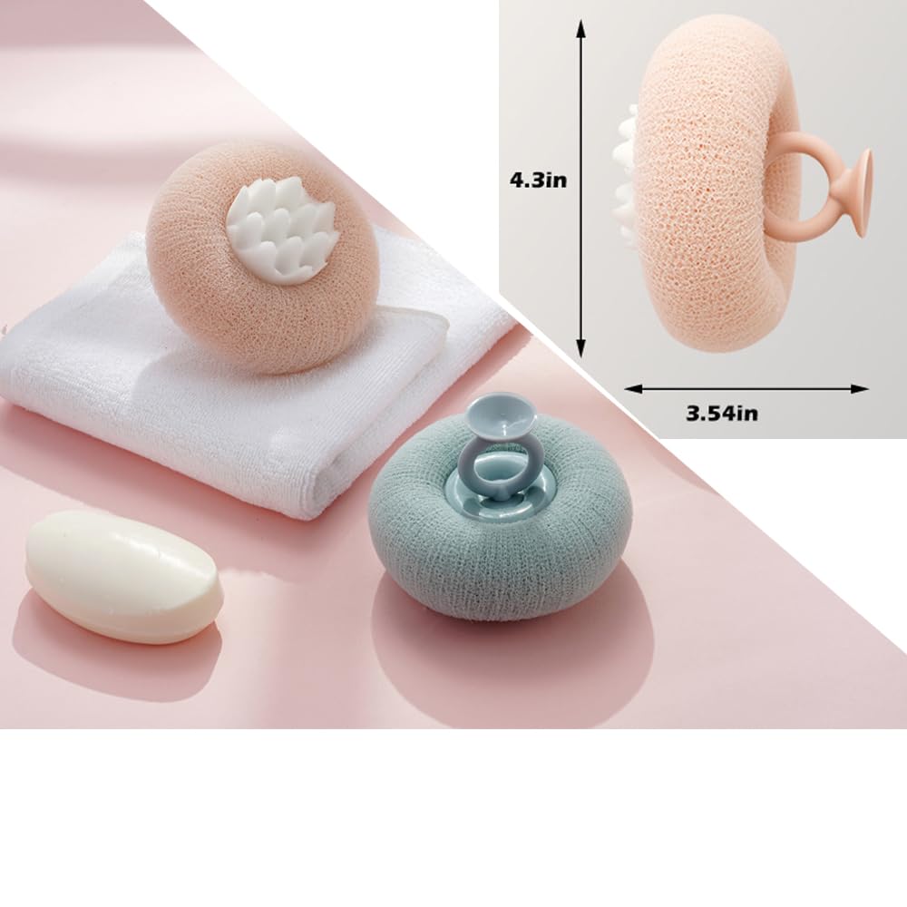 2 Pack Bath Body Brush,Exfoliating Body Scrubber,Bath Sponge Brush to Scrub The Body and Enjoy The Shower(Pink&Blue)…