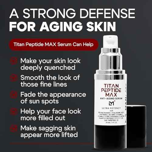 Titan MAX Anti-Aging Peptides Serum for Face ? Ultra Potency Mens Peptide Serum Moisturizer ? Mens Skin Care ? Men, Dark Spots, Wrinkles, Fine Lines ? Peptides, 10% Niacinamide, HA ?Unscented