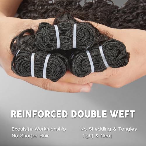 WEQUEEN Deep Wave Human Hair Bundles 22 Inch 100% 16A Brazilian Hair Long Lasting Deep Wave Bundles for Women