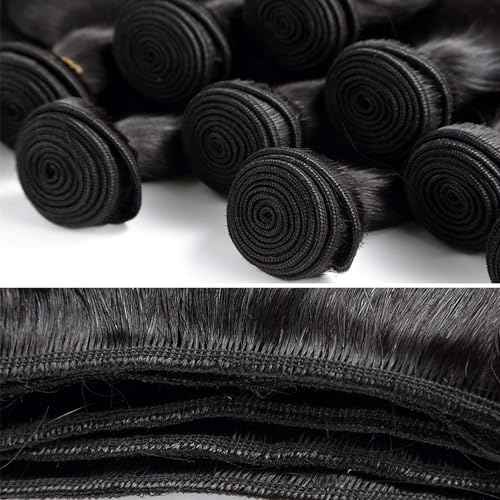Hswpawk 12A Human Hair Bundles 22 24 26 Inch Body Wave Bundles Human Hair 100% Unprocessed Brazilian Virgin Hair 3 Bundles Hair Weft Weave Natural Black Color