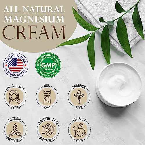Organa Magnesium Cream - Fast-Absorbing Magnesium Lotion for Sleep - Topical Magnesium Lotion for Soothing & Instant Relief - Fast Absorbing and Fast Acting Foot Cream - Magnesium Butter