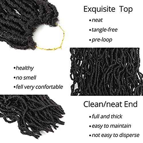 Soft Locs Crochet Hair 24 Inch 8 Packs Blcak Faux Locs Crochet Hair Butterfly Locs Pre looped Braids Synthetic Crochet Hair for Women (24 inch 1B)
